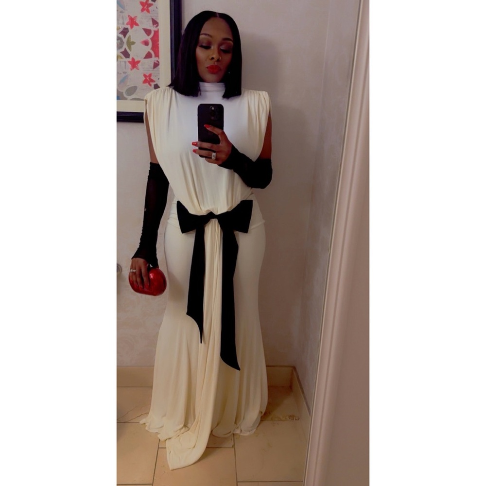 Chic Cream and Black Maxi Dress